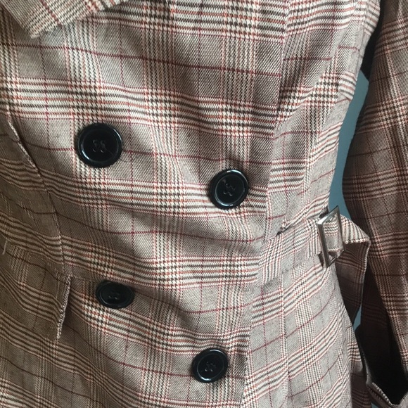 CBR brown plaid off shoulder asymmetric button front fall lightweight jacket XL - Picture 7 of 13